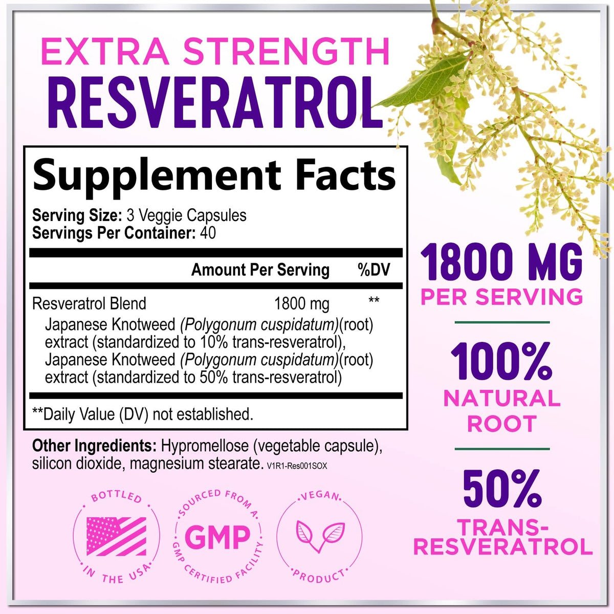 Capsules de resvératrol Hello Lovely! en gros plan