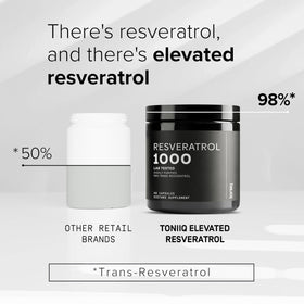 Capsules de resvératrol Toniiq sur fond blanc