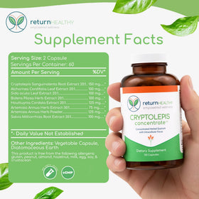 Capsules de Return Healthy Concentré de Cryptolepis sur une table