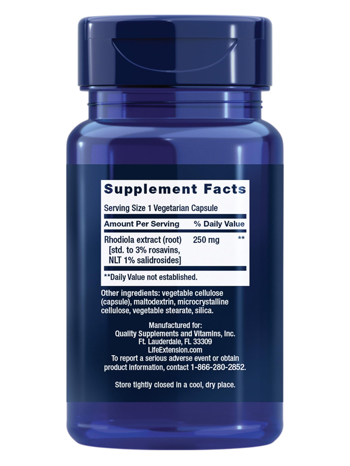 Capsules de Rhodiola Extract de Life Extension, format 250 mg