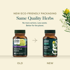 Capsules de Rhodiola Rosea de Gaia Herbs dans une main