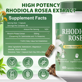Capsules de Rhodiola Rosea Purpleaf sur une table
