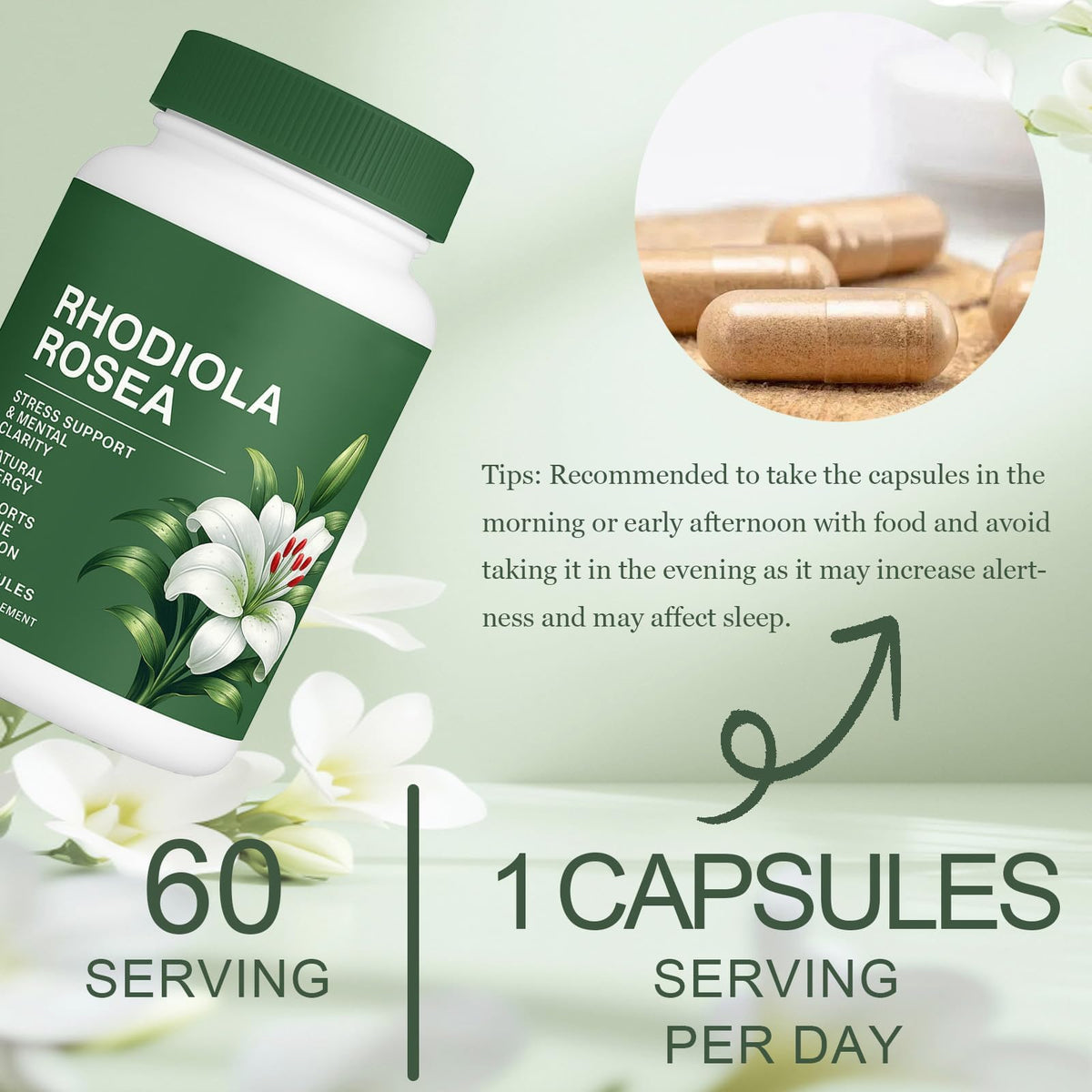 Capsules de Rhodiola Rosea Raipult dans une main