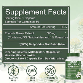 Capsules de Rhodiola Rosea wuliao avec verre d'eau