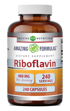 Capsules de riboflavine 400 mg Amazing Nutrition, vue de face