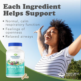 Capsules de RidgeCrest Herbals AirwayClear sur fond blanc