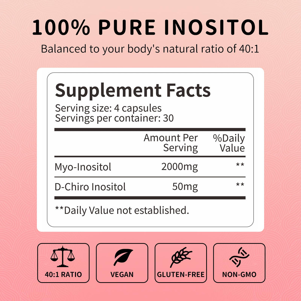 Capsules de RUNICA Myo-Inositol & D-Chiro Inositol sur une surface blanche