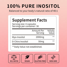Capsules de RUNICA Myo-Inositol & D-Chiro Inositol sur une surface blanche