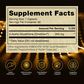 Capsules de S-Acetyl Glutathione Gold en gros plan