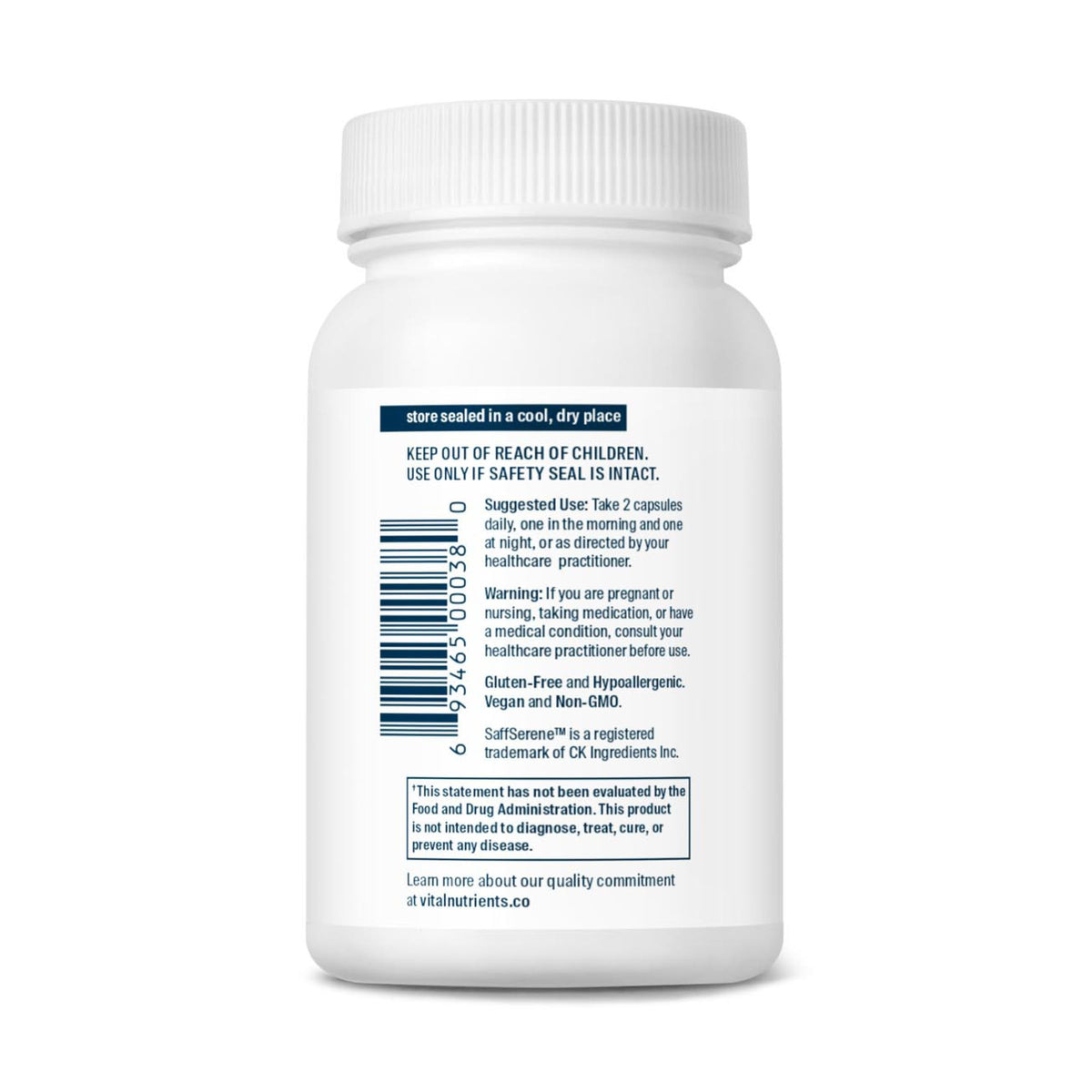 Capsules de safran Vital Nutrients sur une table