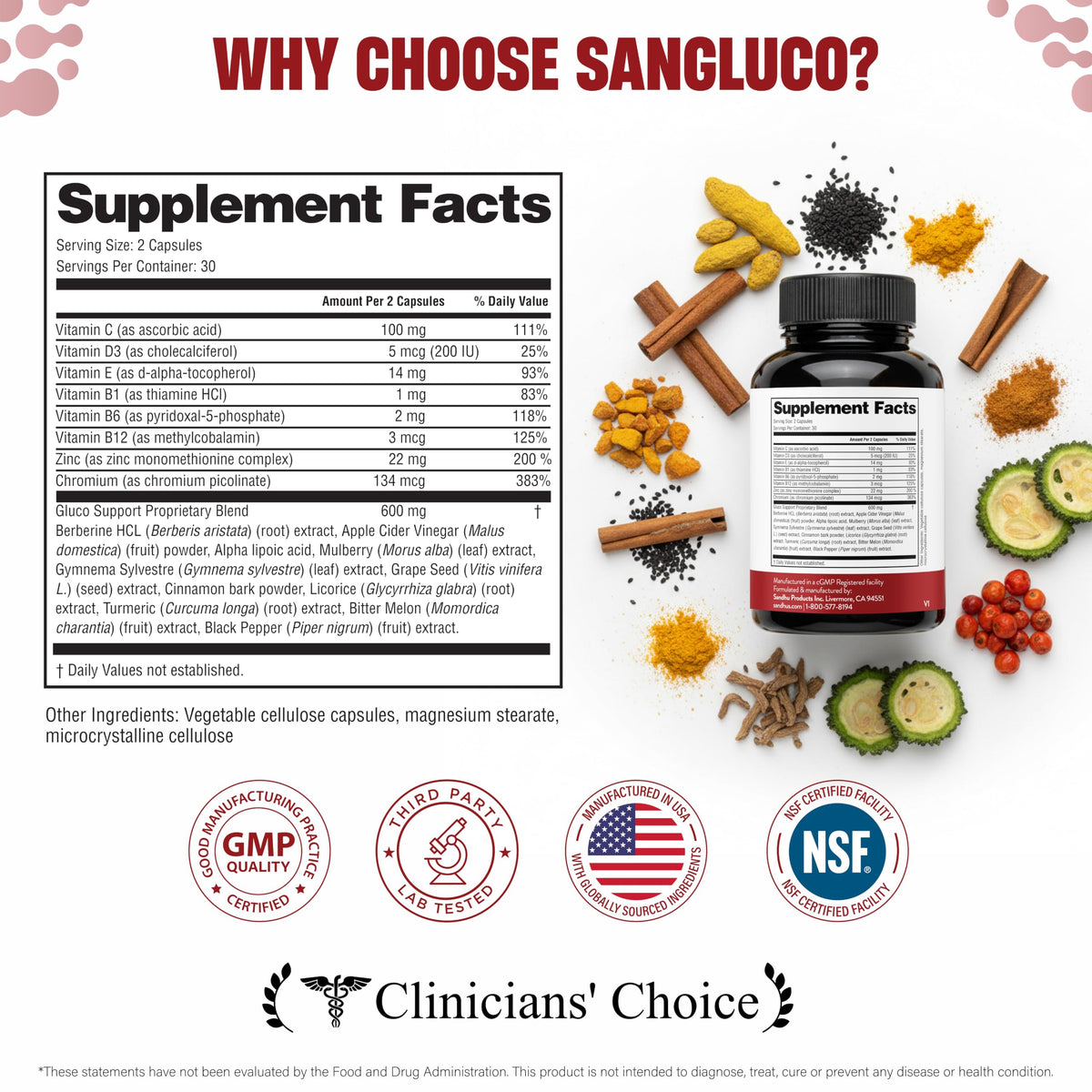 Capsules de Sangluco Sandhu's en gros plan