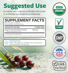 Capsules de Saw Palmetto Bio de PURE CO dans un bol