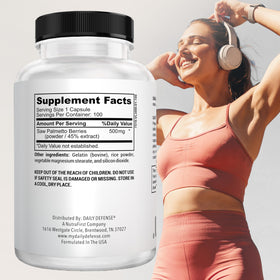 Capsules de Saw Palmetto Daily Defense dans un flacon