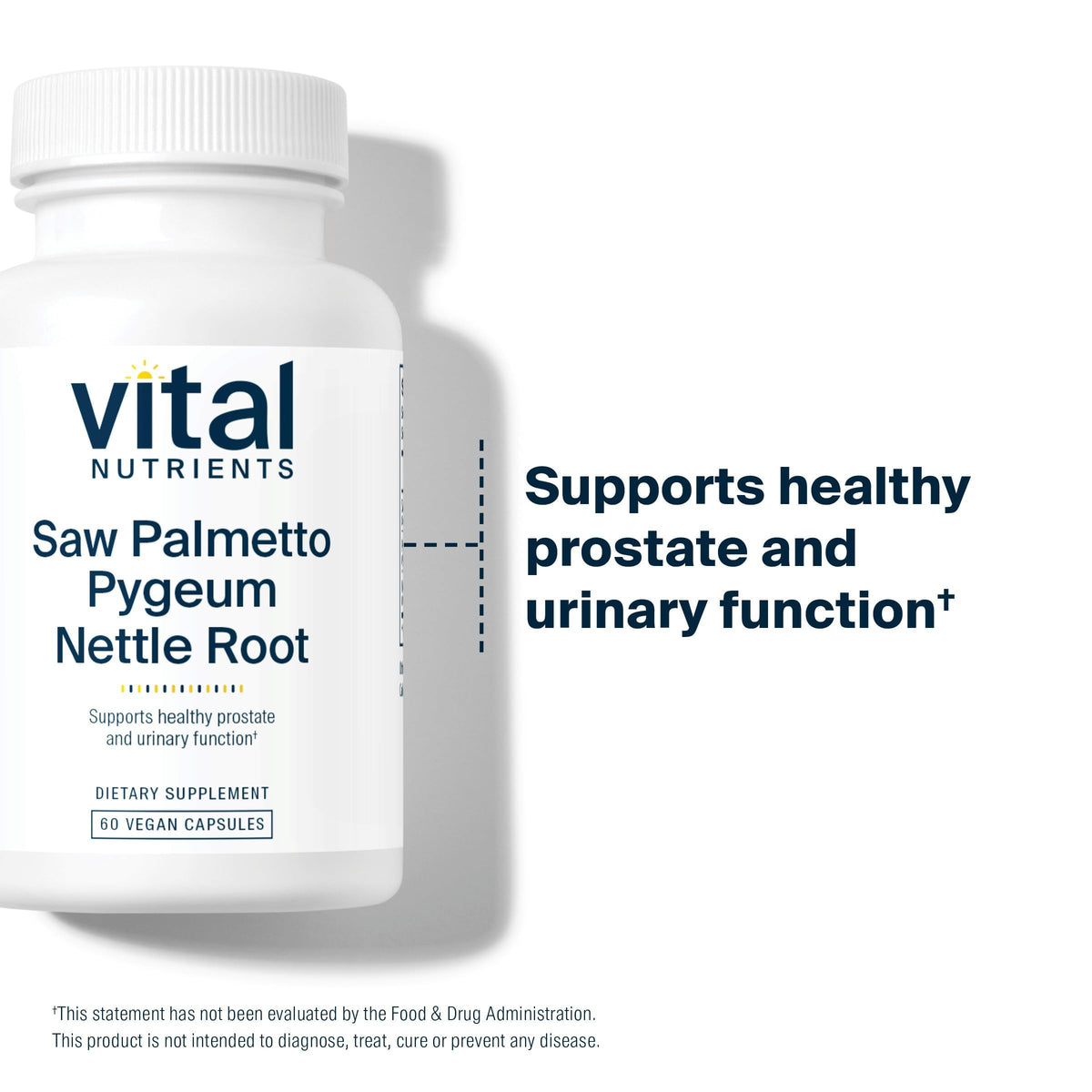 Capsules de Saw Palmetto Vital Nutrients sur une surface blanche