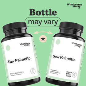 Capsules de Saw Palmetto Wholesome Story sur une surface blanche