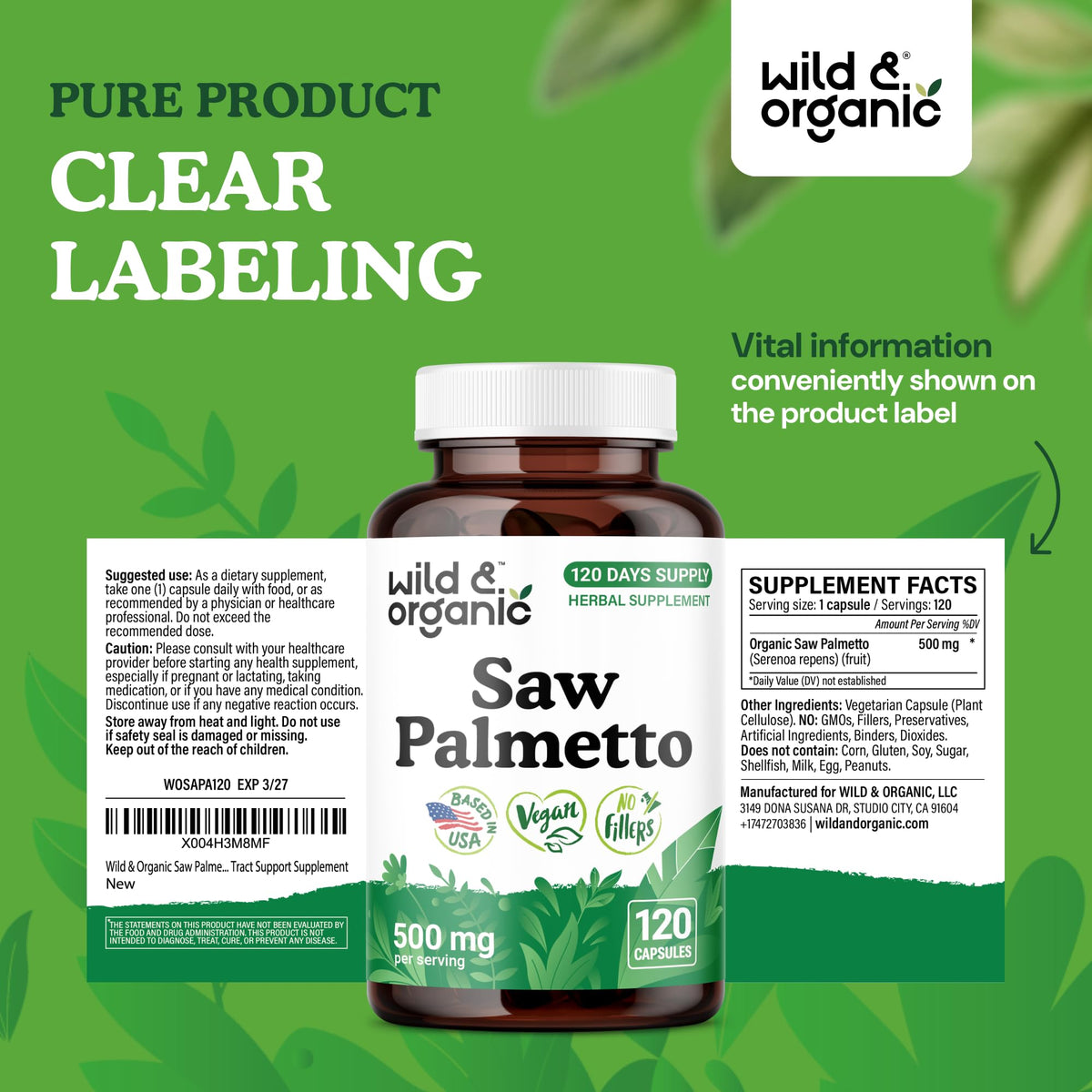 Capsules de Saw Palmetto Wild & Organic dans un environnement naturel