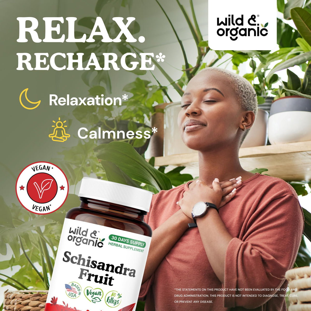 Capsules de schisandra Wild & Organic montrant le design lisse