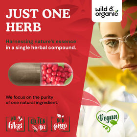 Capsules de schisandra Wild & Organic sur fond blanc