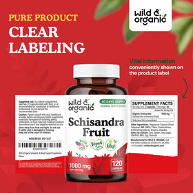 Capsules de Schisandra Wild & Organic sur une table en bois