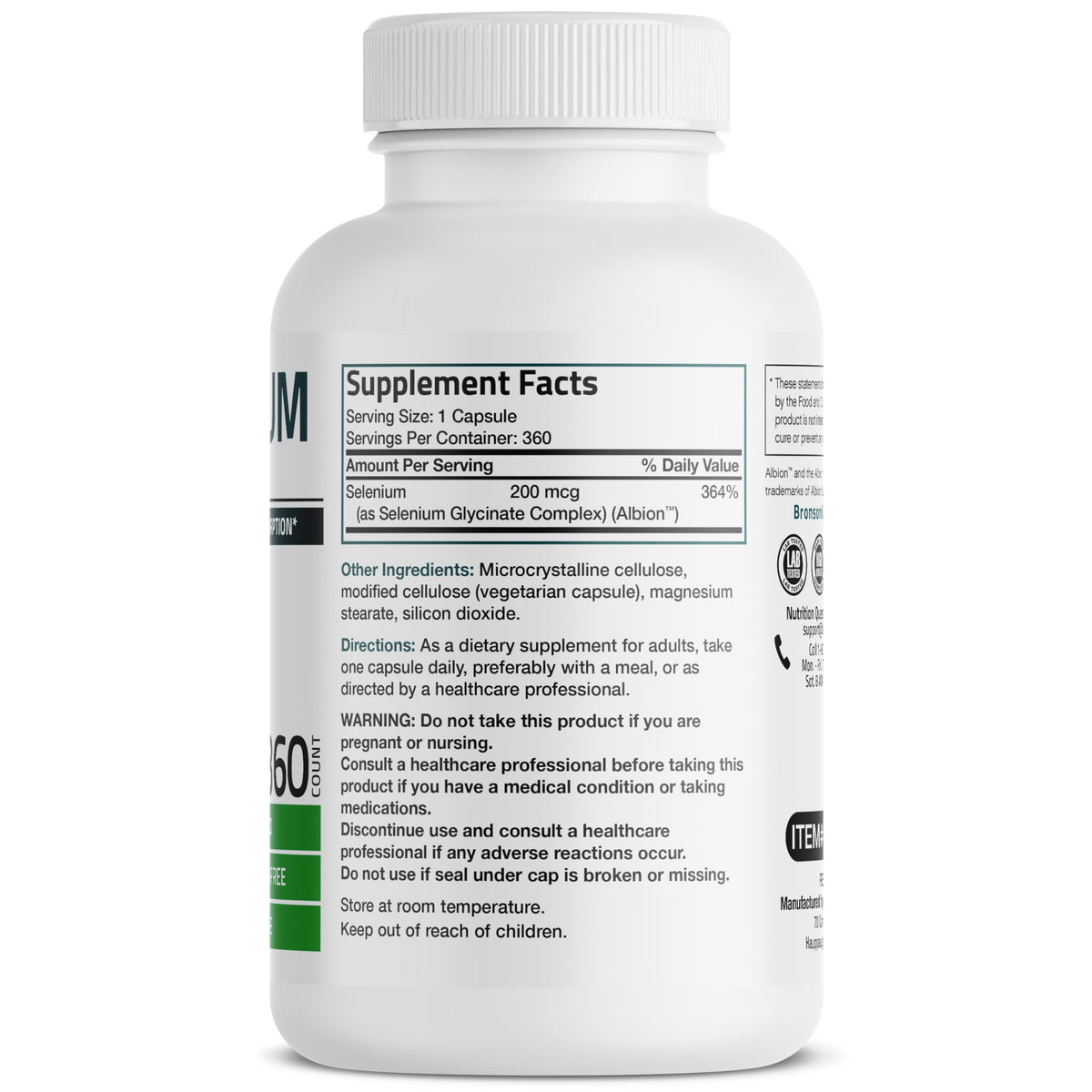 Capsules de Sélénium Bronson sur fond blanc