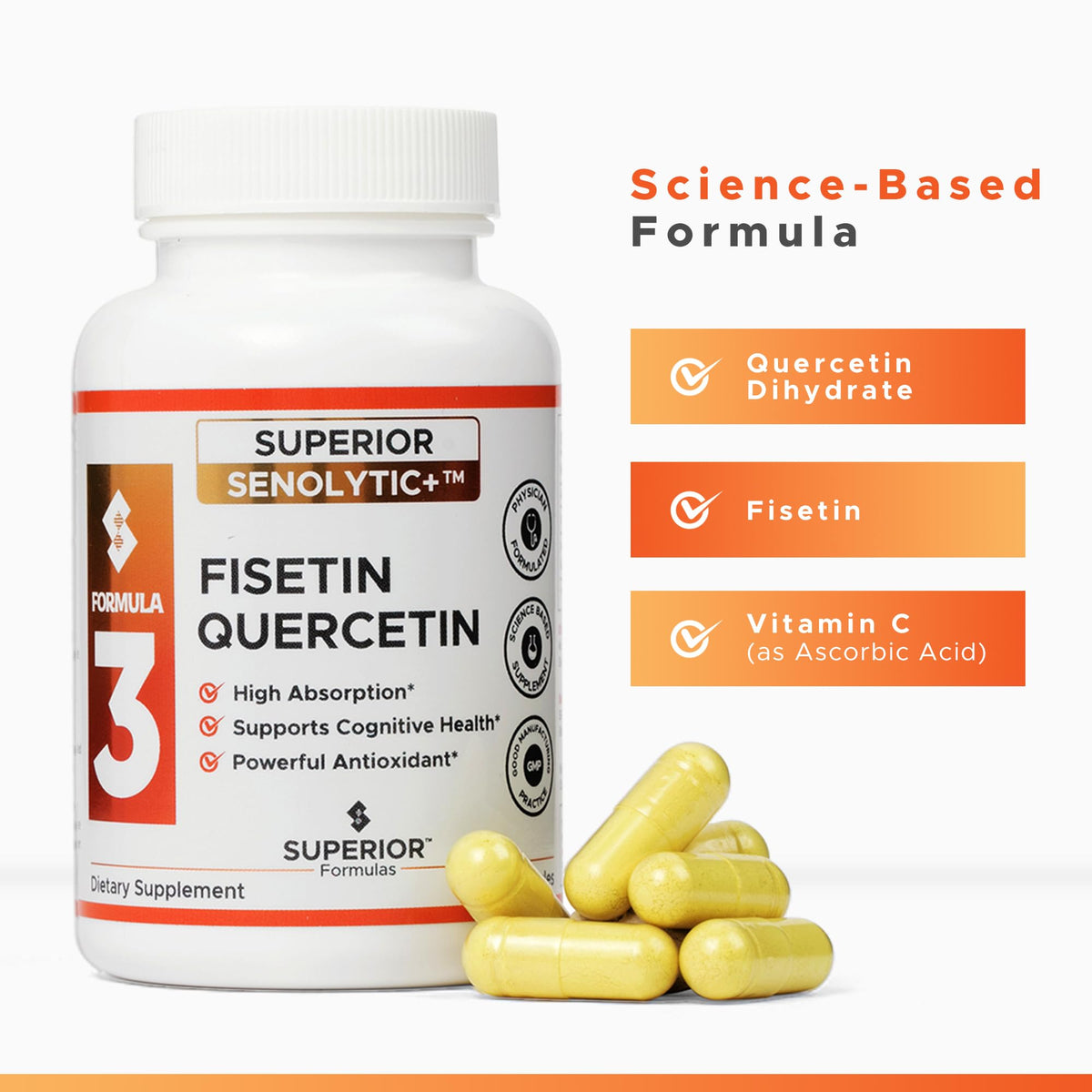 Capsules de Senolytic+ dans un verre