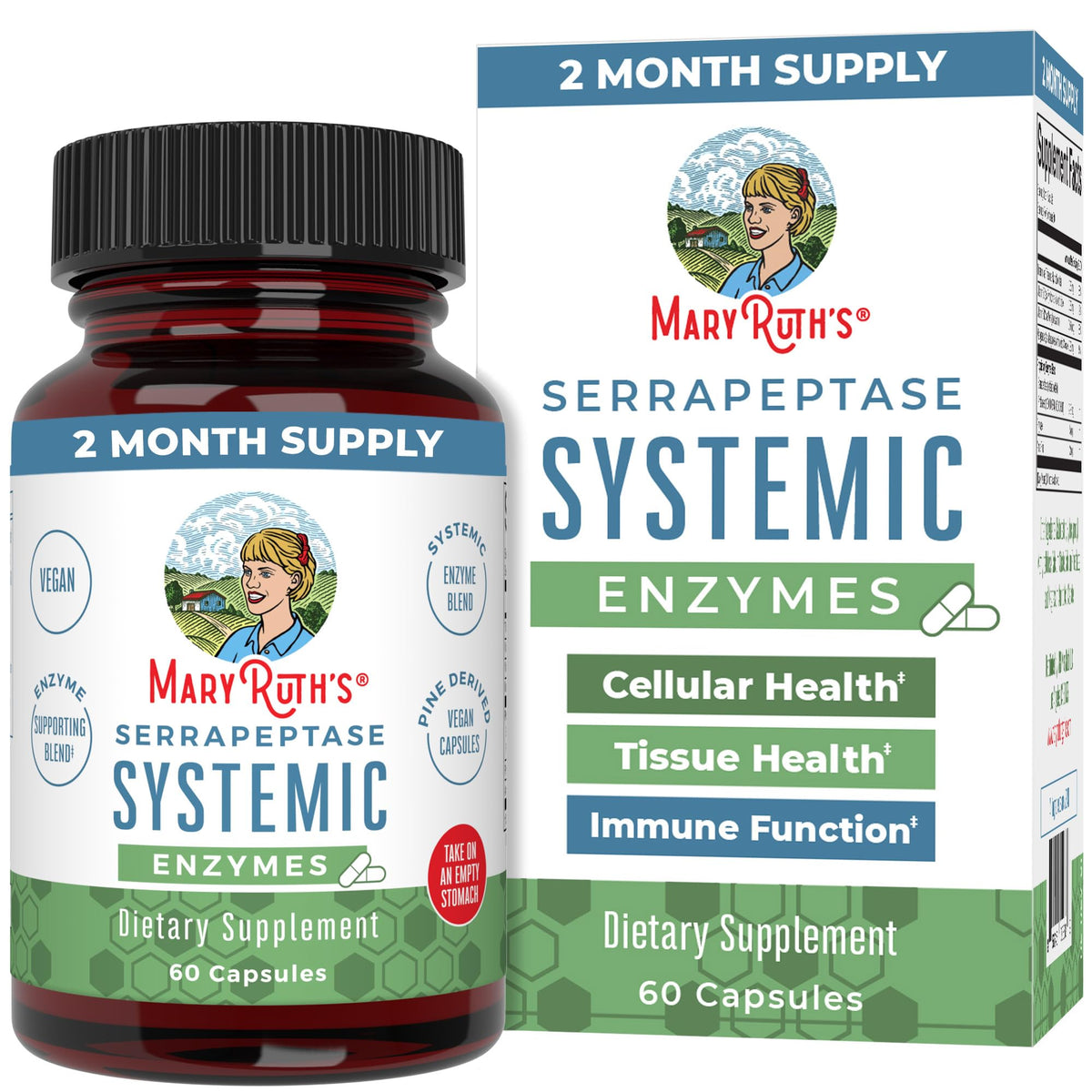 Capsules de Serrapeptase MARYRUTH'S 60 unités, vue de face