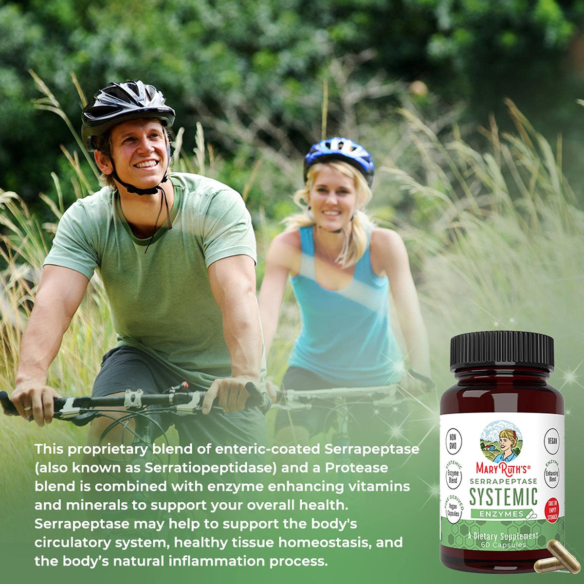Capsules de Serrapeptase MARYRUTH'S avec verre d'eau
