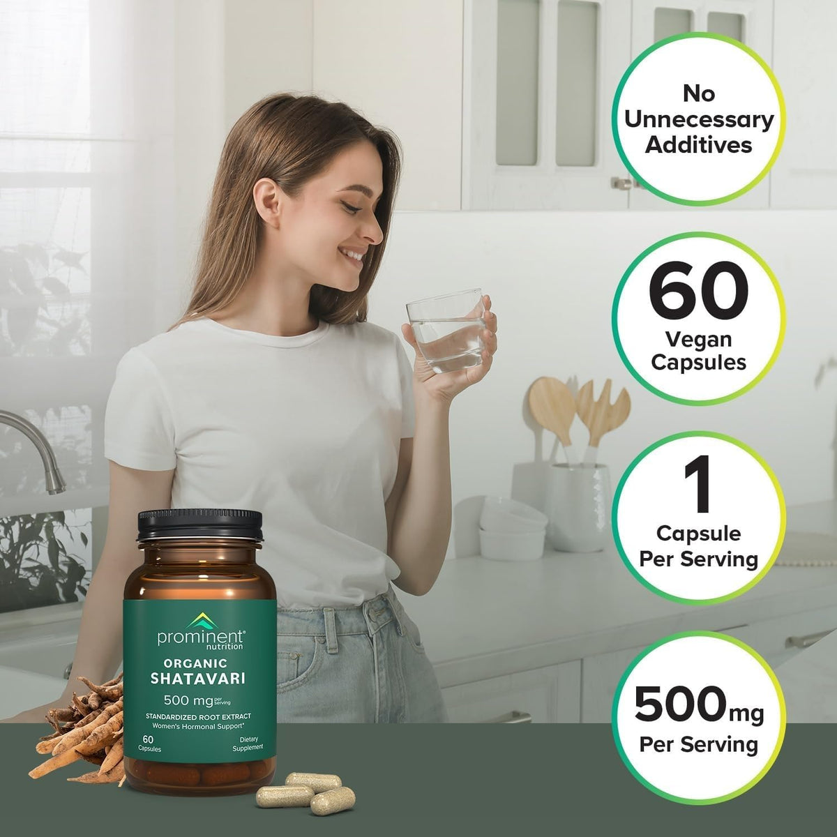 Capsules de Shatavari dans une main