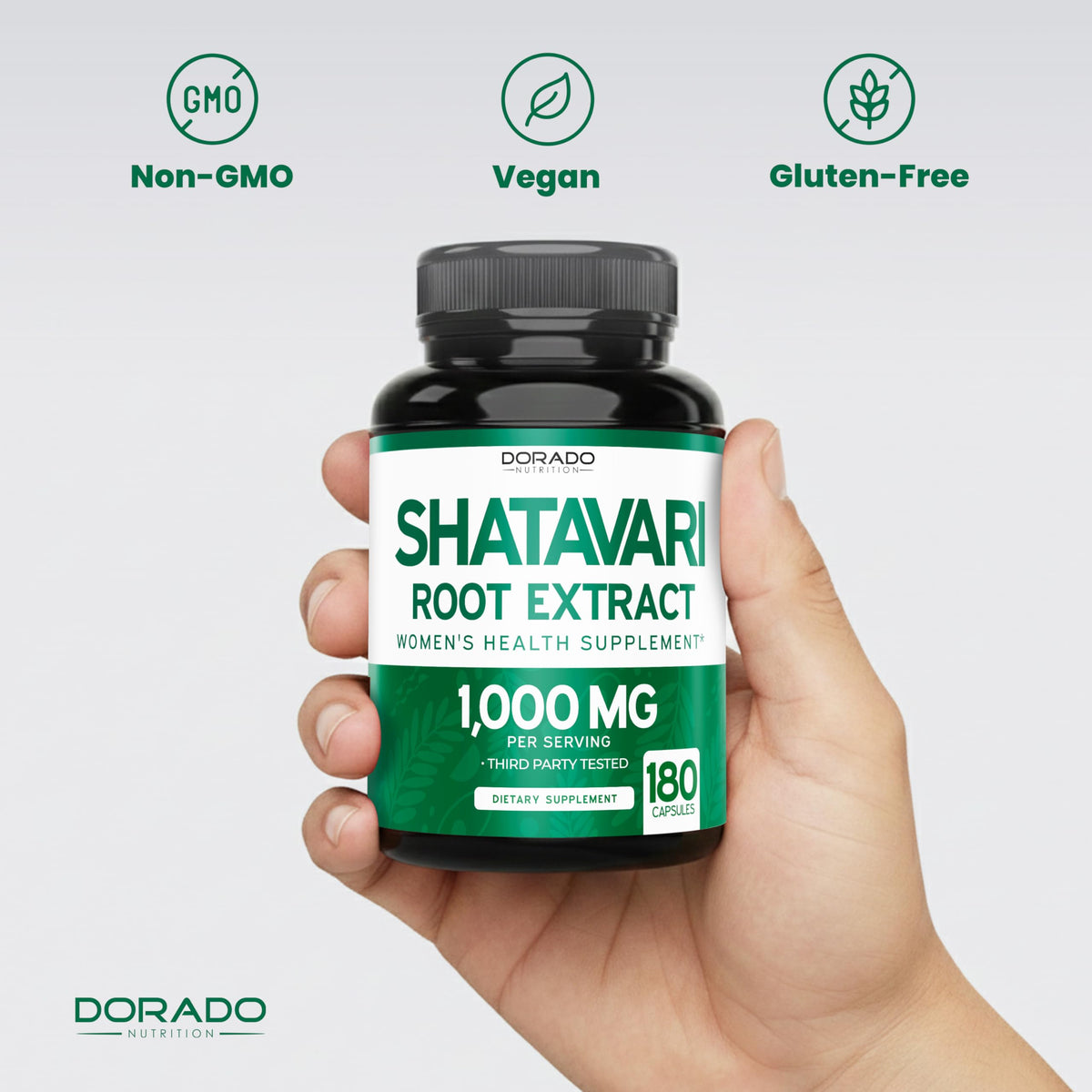Capsules de Shatavari DORADO NUTRITION avec un verre d'eau