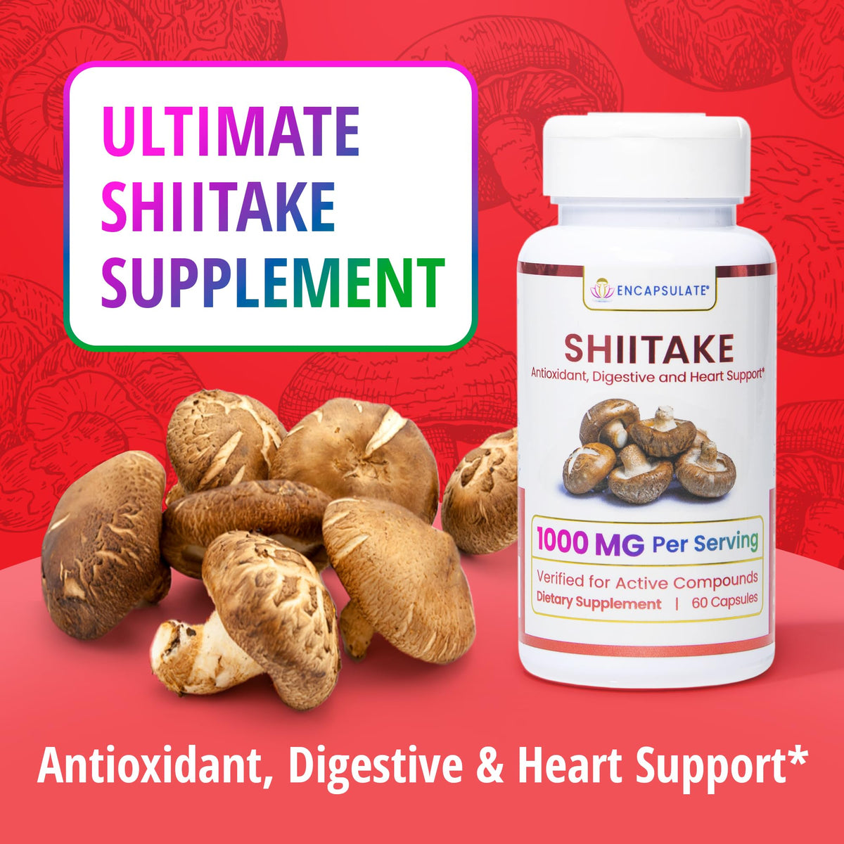 Capsules de Shiitake ENCAPSULATE sur une cuillère en bois