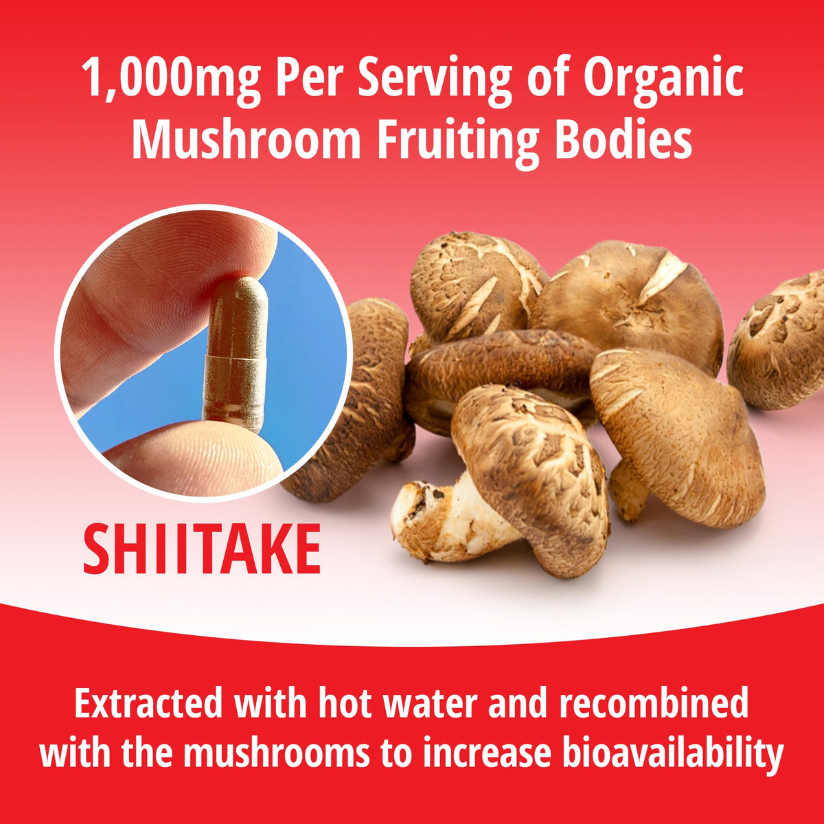 Capsules de Shiitake ENCAPSULATE sur une table en bois
