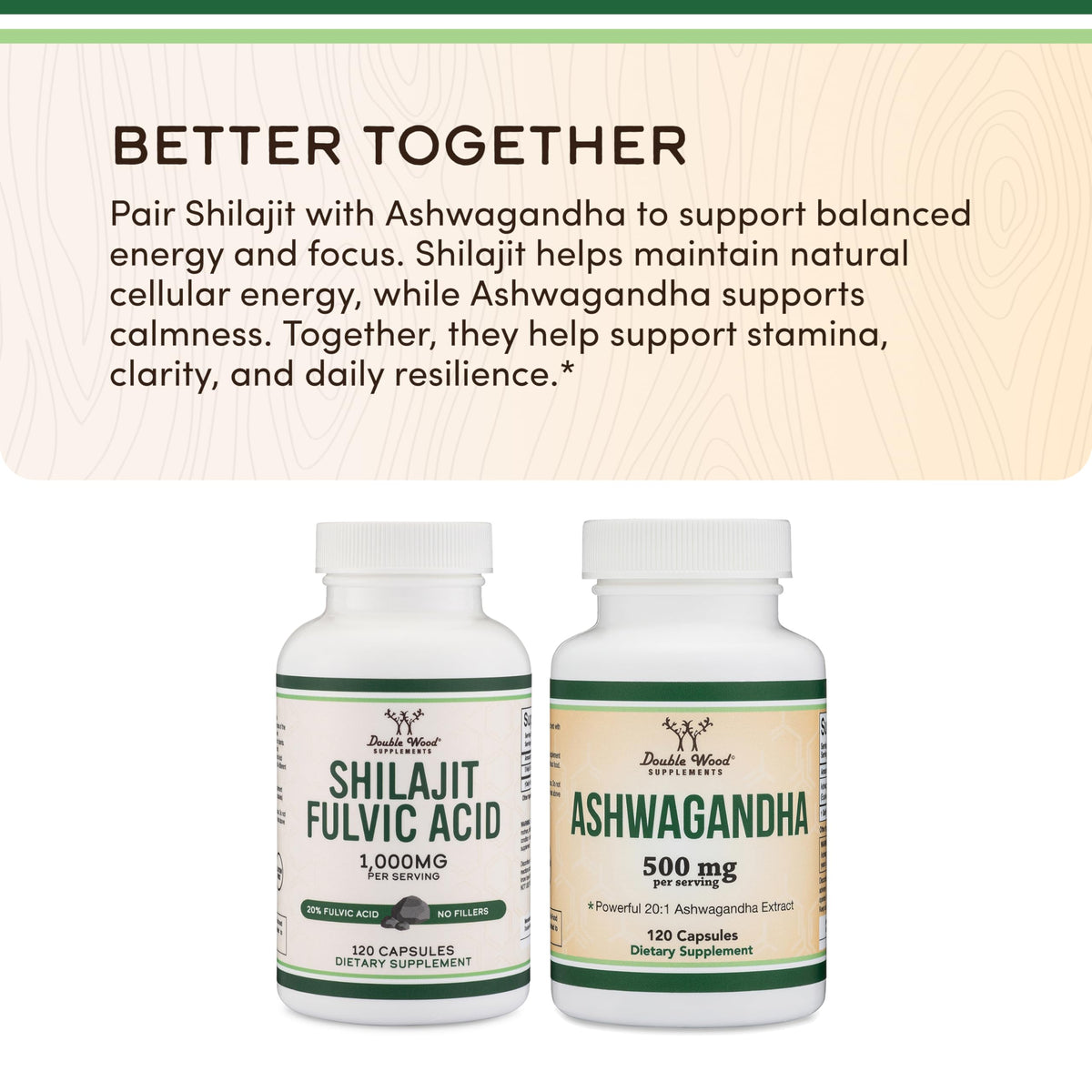 Capsules de Shilajit 1 000mg sur fond blanc
