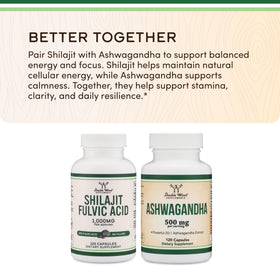 Capsules de Shilajit 1 000mg sur fond blanc