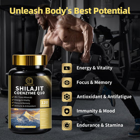 Capsules de Shilajit BBEEAAUU sur un fond blanc
