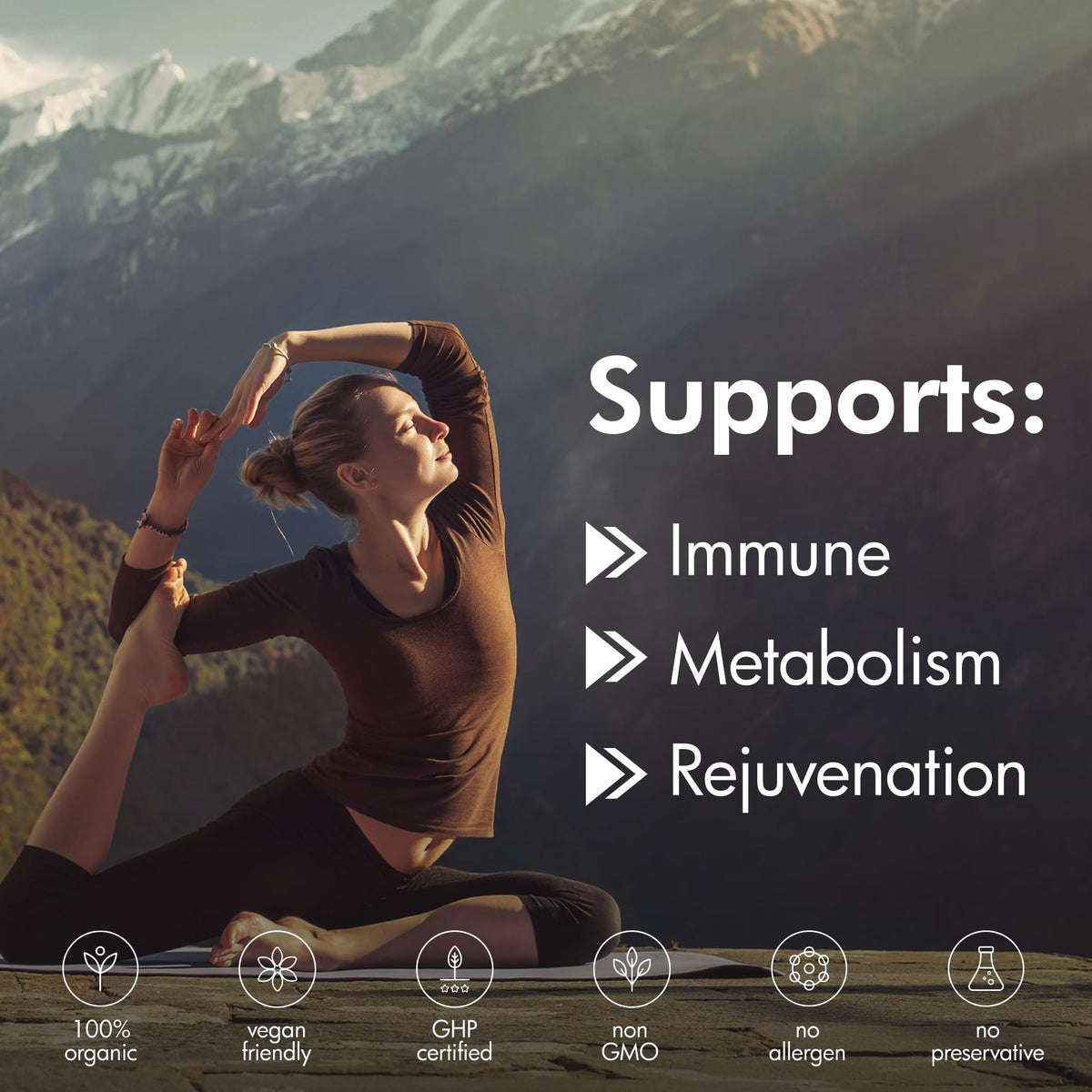 Capsules de Shilajit Bio Gold Grade Plus sur fond blanc