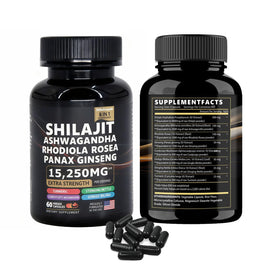 Capsules de Shilajit DCRWVCTON sur une surface blanche