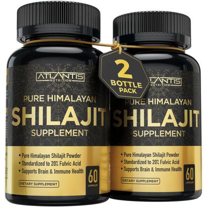 Capsules de Shilajit Himalayen Atlantis Nutrition, vue de face