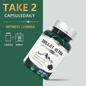 Capsules de Shilajit Himalayen Pur KEGECOL avec verre d'eau