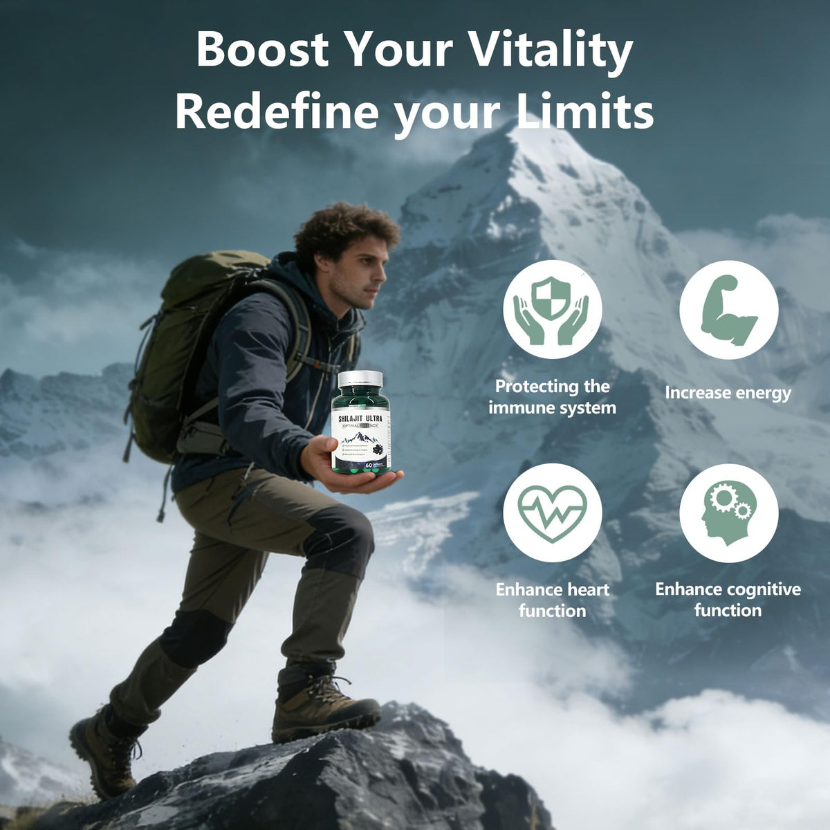 Capsules de Shilajit Himalayen Pur KEGECOL, contenant 60 capsules