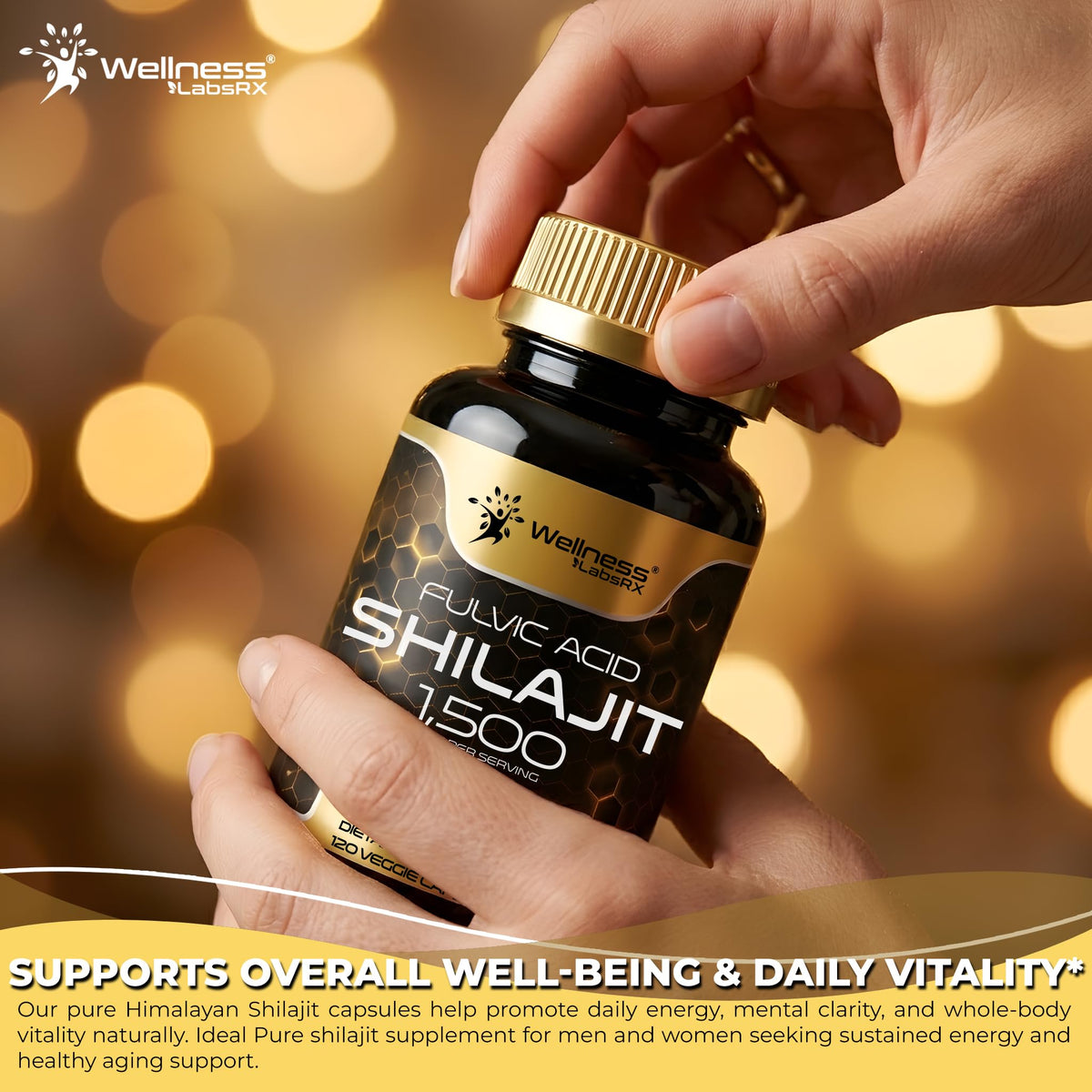 Capsules de Shilajit Himalayen WELLNESS LABSRX, dosage de 1500mg