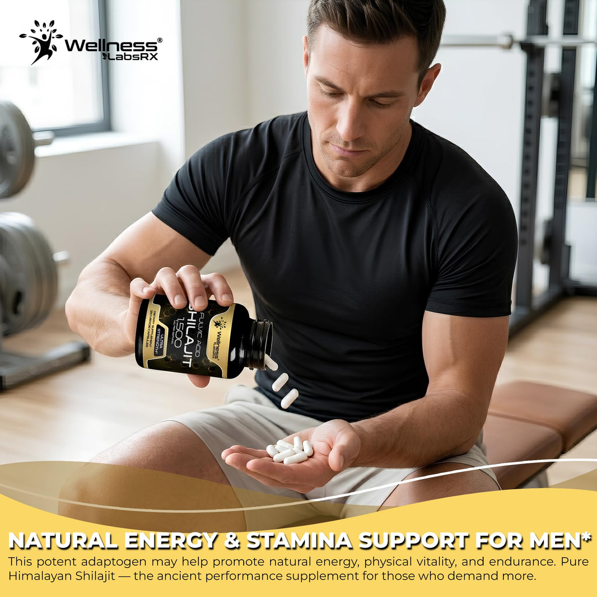 Capsules de Shilajit Himalayen WELLNESS LABSRX, prise quotidienne