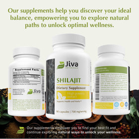 Capsules de Shilajit Jiva Botanicals avec des ingrédients naturels