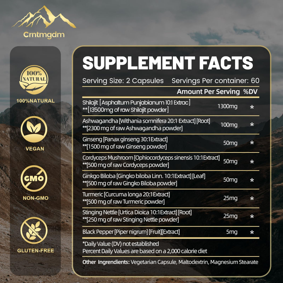 Capsules de Shilajit Juebingy sur fond blanc