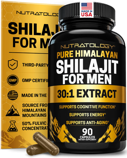 Capsules de Shilajit Nutratology 500mg, boîte de 90 capsules