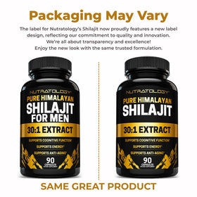 Capsules de Shilajit Nutratology 500mg, présentation de l'étiquette