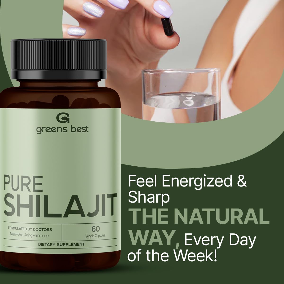 Capsules de Shilajit Pur Himalayen GREEN'S BEST avec dosage recommandé