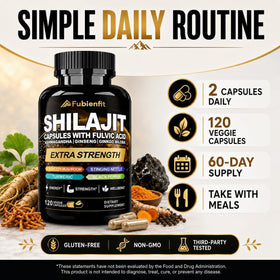 Capsules de Shilajit sur un fond naturel