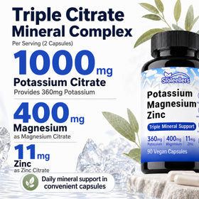 Capsules de Sloleellers Potassium Magnésium Zinc sur fond blanc