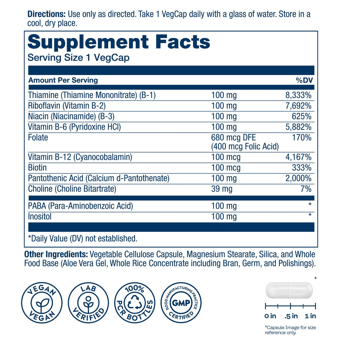 Capsules de SOLARAY Complexe de Vitamines B sur une table
