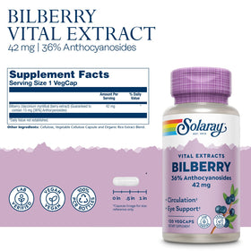 Capsules de SOLARAY Extrait de Baies de Myrtille sur fond blanc